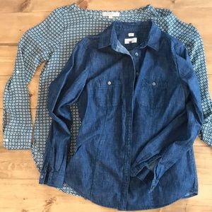 Loft lot of 2! Chambray Jean shirt and blouse